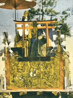 Japanese Postcard Gion Festival C1930 Suzukayama Vtg Showa Matsuri Color PC156