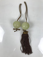 Japanese Quartz Stone Hanging Scroll Weights Fuchin Kakejiku Brown Tassel FC372