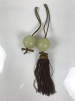 Japanese Quartz Stone Hanging Scroll Weights Fuchin Kakejiku Brown Tassel FC372