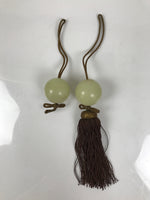 Japanese Quartz Stone Hanging Scroll Weights Fuchin Kakejiku Brown Tassel FC372