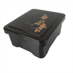 Japanese Resin Lacquer Replica Lidded Bento Lunch Box Vtg Makie Flowers L217