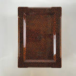 Japanese Resin Lacquer Replica Lidded Bento Lunch Box Vtg Nashiji Orange L196