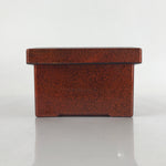 Japanese Resin Lacquer Replica Lidded Bento Lunch Box Vtg Nashiji Orange L197