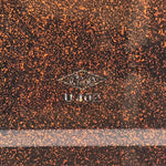 Japanese Resin Lacquer Replica Lidded Bento Lunch Box Vtg Nashiji Orange L200