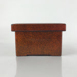 Japanese Resin Lacquer Replica Lidded Bento Lunch Box Vtg Nashiji Orange L200