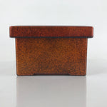 Japanese Resin Lacquer Replica Lidded Bento Lunch Box Vtg Nashiji Orange L202