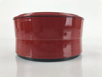 Japanese Resin Lacquer Replica Lidded Bento Lunch Box Vtg Round Plum Red L220