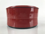 Japanese Resin Lacquer Replica Lidded Bento Lunch Box Vtg Round Plum Red L220