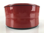 Japanese Resin Lacquer Replica Lidded Bento Lunch Box Vtg Round Plum Red L221