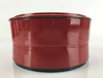 Japanese Resin Lacquer Replica Lidded Bento Lunch Box Vtg Round Plum Red L222