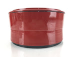 Japanese Resin Lacquer Replica Lidded Bento Lunch Box Vtg Round Plum Red L222
