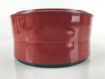 Japanese Resin Lacquer Replica Lidded Bento Lunch Box Vtg Round Plum Red L223