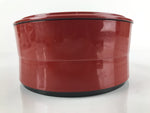 Japanese Resin Lacquer Replica Lidded Bento Lunch Box Vtg Round Plum Red L224