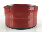 Japanese Resin Lacquer Replica Lidded Bento Lunch Box Vtg Round Plum Red L224