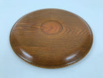 Japanese Resin Lacquer Replica Serving Tray Obon Vtg Round Brown Grain L567