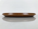 Japanese Resin Lacquer Replica Serving Tray Obon Vtg Round Brown Grain L567