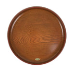 Japanese Resin Lacquer Replica Serving Tray Obon Vtg Round Brown Grain L567