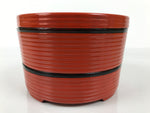 Japanese Resin Lidded Bento Lunch Box Vtg 2 Tier Jubako Round Red Black L546