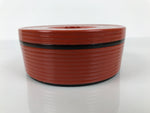 Japanese Resin Lidded Bento Lunch Box Vtg 2 Tier Jubako Round Red Black L546
