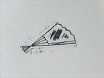 Japanese Rubber Stamp Folding Fan Vtg Sponge Base Stationary HS271