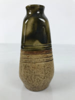 Japanese Sake Bottle Ceramic Oribe Tokkuri Vtg Ichi-Go Dark Green Flower TS889
