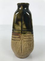 Japanese Sake Bottle Ceramic Oribe Tokkuri Vtg Ichi-Go Dark Green Flower TS889