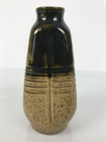 Japanese Sake Bottle Ceramic Oribe Tokkuri Vtg Ichi-Go Dark Green Flower TS890