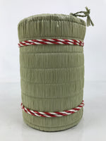 Japanese Sake Bottle Cover Traditional Komodaru Barrel Vtg Straw Beige Red JK865