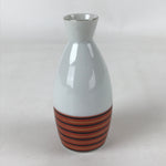 Japanese Sake Bottle Porcelain Tokkuri Vtg Kutani Ware Orange Black Stripe TS605