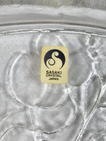 Japanese Sasaki Crystal Glass Sashimi Plate Kozara Vtg Fan Shape Plant Clear Y80
