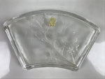 Japanese Sasaki Crystal Glass Sashimi Plate Kozara Vtg Fan Shape Plant Clear Y81