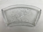 Japanese Sasaki Crystal Glass Sashimi Plate Kozara Vtg Fan Shape Plant Clear Y84
