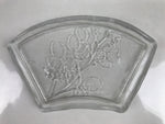 Japanese Sasaki Crystal Glass Sashimi Plate Kozara Vtg Fan Shape Plant Clear Y85