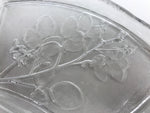 Japanese Sasaki Crystal Glass Sashimi Plate Kozara Vtg Fan Shape Plant Clear Y88