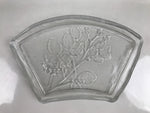 Japanese Sasaki Crystal Glass Sashimi Plate Kozara Vtg Fan Shape Plant Clear Y88