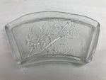 Japanese Sasaki Crystal Glass Sashimi Plate Kozara Vtg Fan Shape Plant Clear Y88
