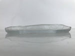 Japanese Sasaki Crystal Glass Sashimi Plate Kozara Vtg Fan Shape Plant Clear Y88
