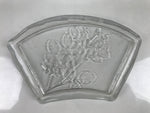 Japanese Sasaki Crystal Glass Sashimi Plate Kozara Vtg Fan Shape Plant Clear Y90