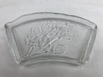 Japanese Sasaki Crystal Glass Sashimi Plate Kozara Vtg Fan Shape Plant Clear Y90