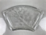 Japanese Sasaki Crystal Glass Sashimi Plate Kozara Vtg Fan Shape Plant Clear Y90