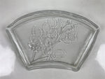 Japanese Sasaki Crystal Glass Sashimi Plate Kozara Vtg Fan Shape Plant Clear Y92