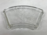 Japanese Sasaki Crystal Glass Sashimi Plate Kozara Vtg Fan Shape Plant Clear Y92