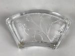 Japanese Sasaki Crystal Glass Small Serving Dish Vtg Fan Shape Plant Clear Y73