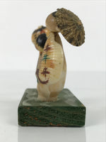 Japanese Shell Kokeshi Doll Vtg Family Kimono Figurine Folk Craft Aoshima KF827