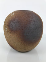 Japanese Shigaraki Ware Ceramic Flower Vase Vtg Kabin Round Brown Floral FK217