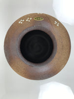 Japanese Shigaraki Ware Ceramic Flower Vase Vtg Kabin Round Brown Floral FK217