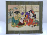 Japanese Shunga Art Vtg Handpainted Silk Kimono Indoor Cranes FL510