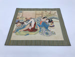 Japanese Shunga Art Vtg Handpainted Silk Kimono Tea Ceremony FL504