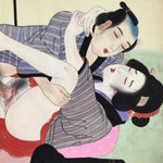 Japanese Shunga Erotic Art Vtg Hand-painted Toyokuni III Hiroshige Utagawa FL497