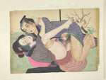 Japanese Shunga Erotic Art Vtg Hand-painted Toyokuni III Hiroshige Utagawa FL497